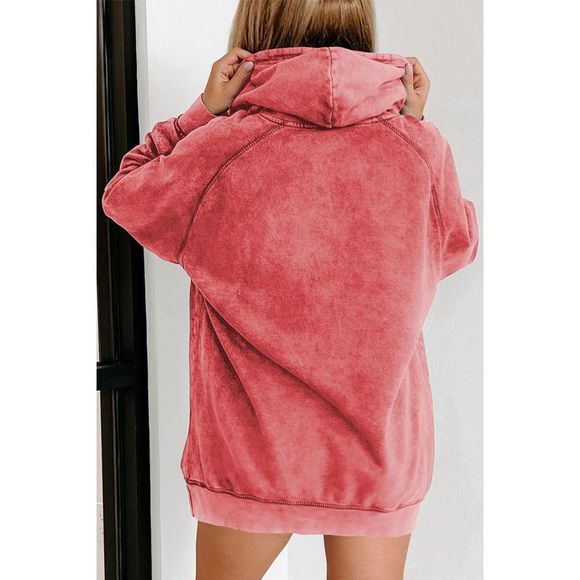 Azura Exchange  Mineral Wash Kangaroo Pocket Drawstring Pullover Hoodie - Picture 2 of 15